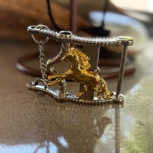 Gold and Silver Horse Design Men's Bracelet